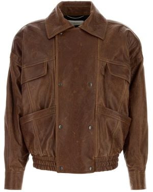 Saint Laurent Caramel Leather Jacket - Brown