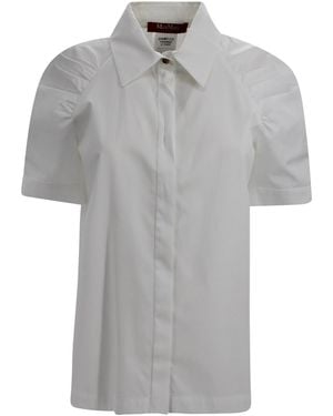Max Mara Cotton Poplin Shirt With Puff Sleeves - Grey