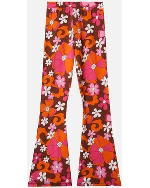 MC2 Saint Barth Flared Trousers Gwenda Jr With Retro Flower Print
