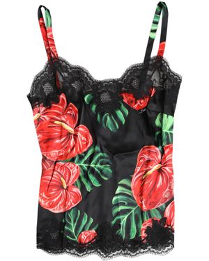 Dolce & Gabbana Floral Silk Lace Cami - Red