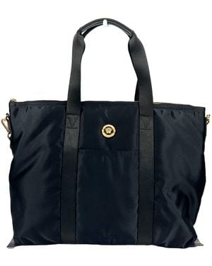 Versace Nylon Fabric La Medusa Shoulder Tote Bag - Black