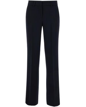 Le Plain Straight Pants With Belt Loops - Blue