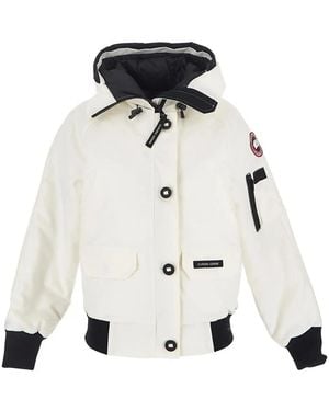 Canada Goose Down-Fill Hooded Bomber Jacket - White