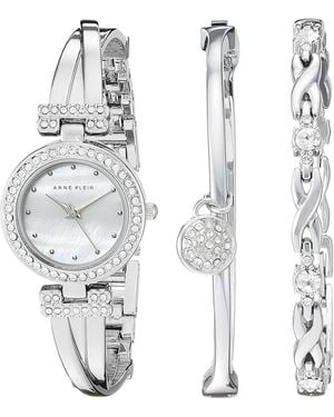 Anne Klein Anne Klein Crystal-Embellished Quartz Watch - White