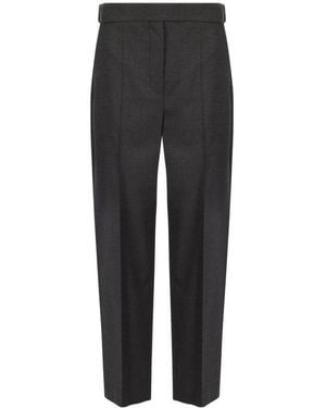 Brunello Cucinelli Dark Wool Straight Leg Trousers - Black