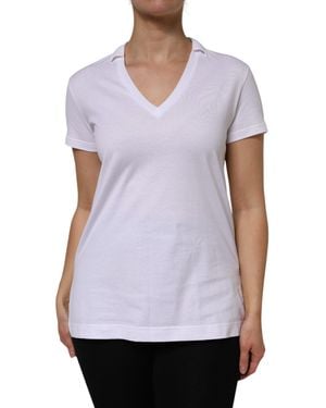 Dolce & Gabbana Cotton Short Sleeve V-Neck Top T-Shirt - White