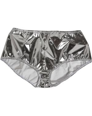Dolce & Gabbana Metallic High Waist Bikini Bottom Underwear Polyester Clothing - Gray