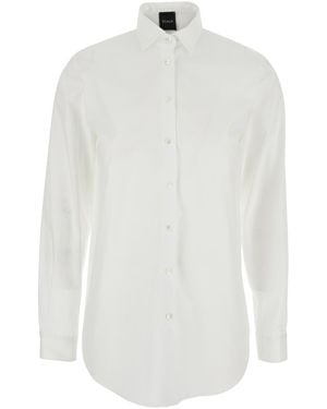 Le Plain Shirt With Classic Collar And Curved Hem - White