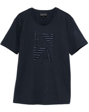 Emporio Armani Logo Cotton T-Shirt - Blue