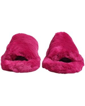 Dolce & Gabbana Acrylic Faux Fur Flats Sandals Shoes Polyester - Pink