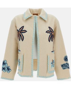 Alanui Cream Remember Me Embroidered Wool Jacket - Natural