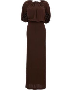 Des Phemmes Long Cape Dress Pl El Abito - Brown