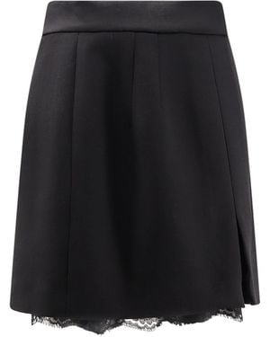 Dolce & Gabbana Virgin Wool Miniskirt With Lace Detail - Black