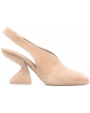 Ferragamo F-Heel 100Mm Slingback Pumps - Natural