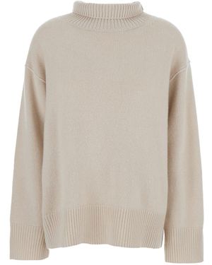 Goat Boyfriend Turtleneck Jumper With Dropped Shoulders - Natural