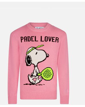 MC2 Saint Barth Girl Crewneck Jumper With Snoopy Padel Print - Pink