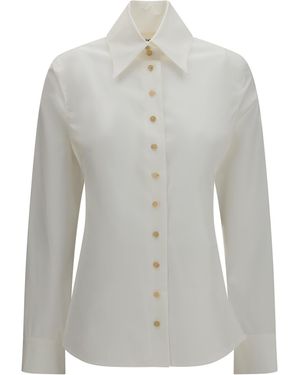 KHAITE Ivy High-Neck Shirt Cotton - Grey