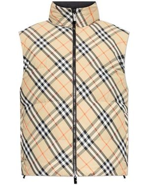 Burberry Checked Zipped Reversible Padded Gilet - Metallic