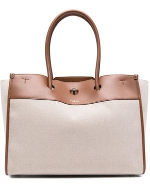 Furla Genesi Xl Canvas Tote Bag - Natural
