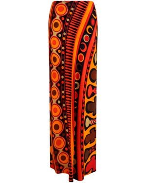 PUCCI Satin Skirt With Solei Print - Red