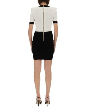 Balmain Two-Tone Bodycon Dress Viscose - Black