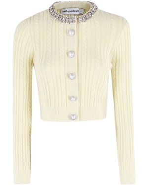 Self-Portrait Alpaca Cardigan - Natural