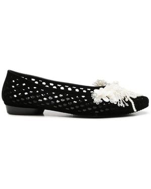 HEAVENLY JELLY Burst Embellished Laser-Cut Ballet Flats - Black