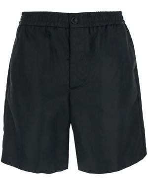 Ami Paris Shorts With Elastic Waist And Ami De Coeur Detail On The Back - Black