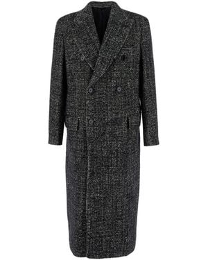 Dolce & Gabbana Double-Breasted Coat With Classic Lapels - Black
