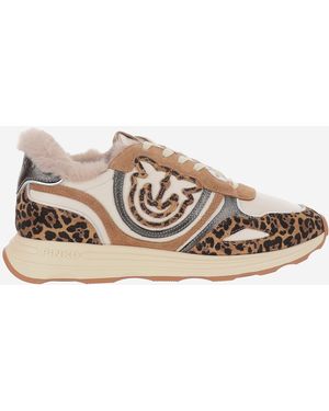 Pinko Zoe 01 Leather Trainers With Leapadrata Pattern - Multicolour