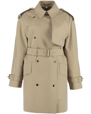 Burberry Gabardine Trench Coat - Natural