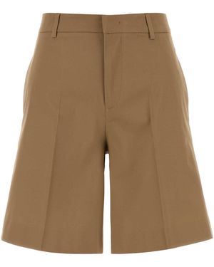 PT Torino Camel Stretch Cotton Bermuda Shorts - Natural