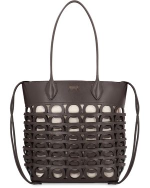 Ferragamo Tote Bag Gancini M Calf Leather; Lining: Linen - Black