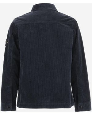 Stone Island Stretch Cotton Blend Velvet Shirt - Blue