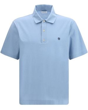 Ferragamo Short-Sleeve Jersey Polo Cotton Shirts - Blue