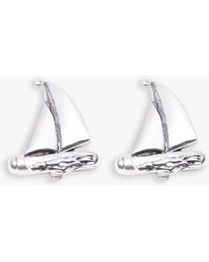 Larusmiani Cufflinks Sailboat - White