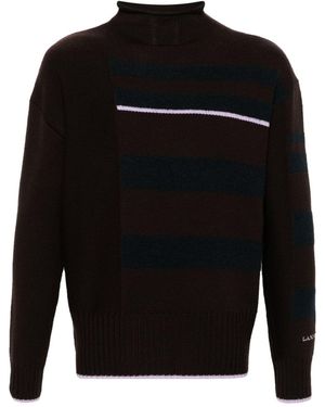 Lanvin Striped Mock-Neck Jumper - Black