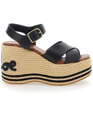 Chloé Wedges 18Z With Leather Upper - Black