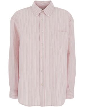 DUNST Classic Striped Bd Overshirt - Pink