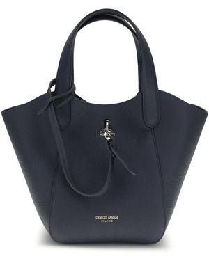 Giorgio Armani Small Burgundy Leather Handbag - Blue