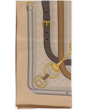 Gucci Printed Silk Twill Scarf - Natural