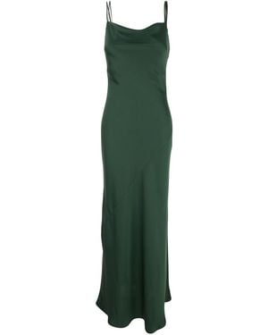 Le Plain Long Dress With Thin Straps And Pendants On The Back - Green