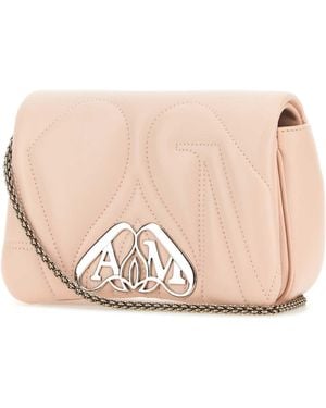 McQueen Pastel Leather Mini Seal Clutch - Pink