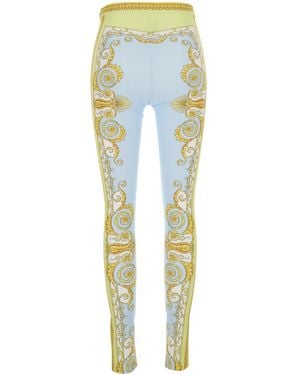 Versace Leggings With All-Over Baroque Print - Blue