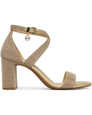 Michael Kors Alexa Block Heel Sandal Calf Leather - Metallic