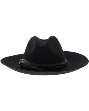 Golden Goose Wool Felt Fedora Hat With Leather Straps - Black