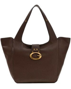 Guess Tote Bag Polyurethane Tote-Bags - Brown