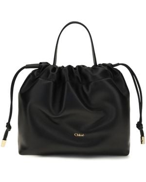 Chloé Icons Leather Chain Shoulder Bag Lamb Ovis Aries - Black