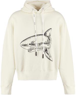 Palm Angels Cotton Hoodie Main Cotton; Rib Sweaters - White