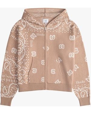 Rhude Cashmere Blend Bandana Knit Hoodie Clothing - Natural